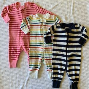 Lot of (3) Hanna Andersson Striped Sleepers - 0-3M